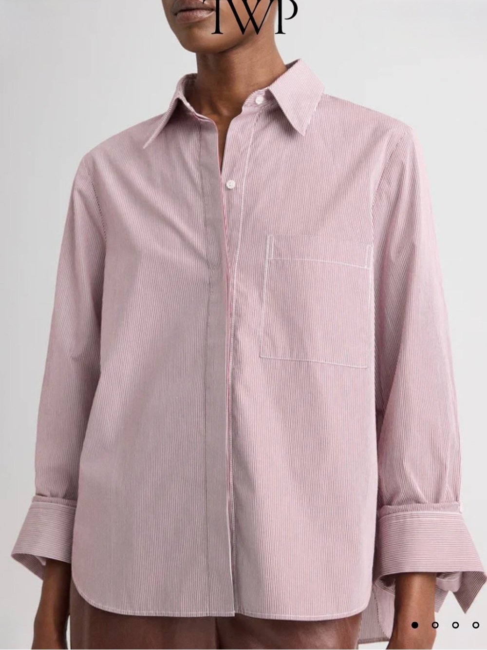 TWP Boyfriend Shirt Superfine Mini Stripe (S)